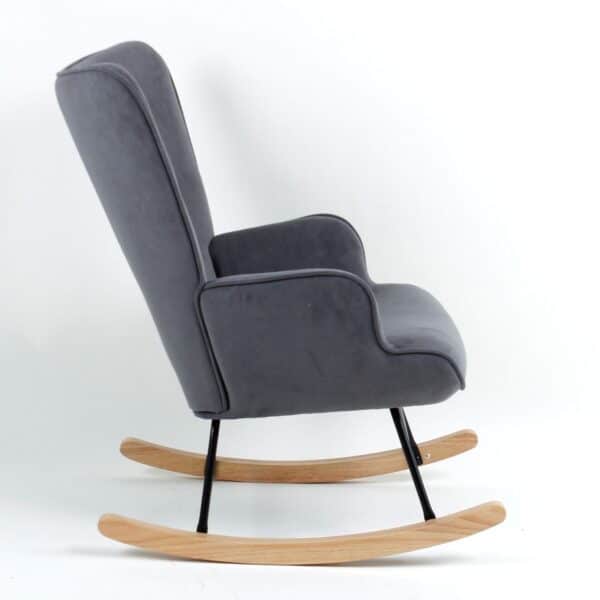 ALMA Rocking Πολυθρόνα Μπερζέρα Καθιστικού, Ύφασμα Velure Γκρι, Βάση Μαύρο-Φυσικό 67x86x92cm - Image 9