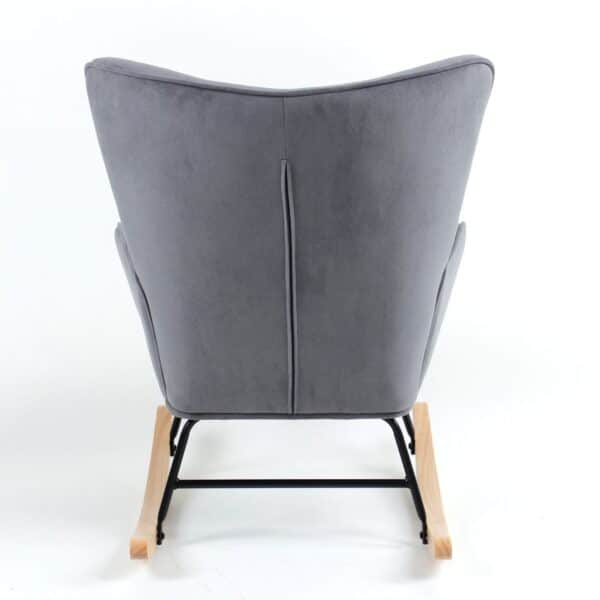 ALMA Rocking Πολυθρόνα Μπερζέρα Καθιστικού, Ύφασμα Velure Γκρι, Βάση Μαύρο-Φυσικό 67x86x92cm - Image 10