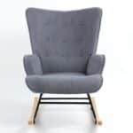 ALMA Rocking Πολυθρόνα Μπερζέρα Καθιστικού, Ύφασμα Velure Γκρι, Βάση Μαύρο-Φυσικό 67x86x92cm - Image 11