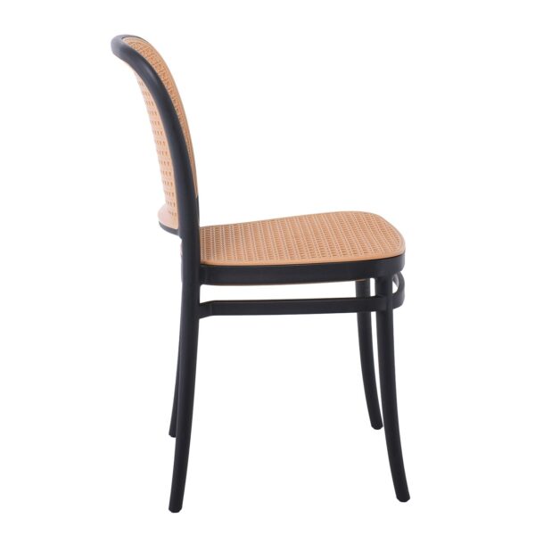 FLORENCE Καρέκλα PP Μαύρο, PP Rattan Μπεζ, Στοιβαζόμενη 41x41x83cm - Image 9