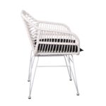 SALSA-W Πολυθρόνα Τραπεζαρίας Κήπου, Μέταλλο Βαφή Άσπρο, Wicker Άσπρο, Μαξιλάρι Μαύρο 55x56x82cm - Image 8