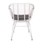 SALSA-W Πολυθρόνα Τραπεζαρίας Κήπου, Μέταλλο Βαφή Άσπρο, Wicker Άσπρο, Μαξιλάρι Μαύρο 55x56x82cm - Image 9