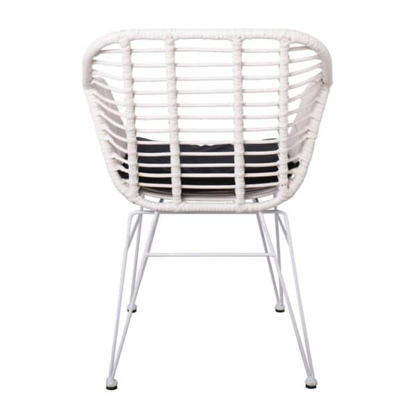 SALSA-W Πολυθρόνα Τραπεζαρίας Κήπου, Μέταλλο Βαφή Άσπρο, Wicker Άσπρο, Μαξιλάρι Μαύρο 55x56x82cm - Image 9