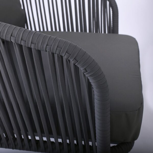 SALSA Rope Set Σαλόνι Κήπου ALU, Απόχρωση Ανθρακί-Σκ.Γκρι: Τραπέζι+2 Θέσιος+2 Πολυθρόνες 100x60x37-155x73x70-68x73x70cm - Image 7