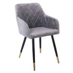 RENA Πολυθρόνα Μέταλλο Βαφή Μαύρο, Ύφασμα Velure, Απόχρωση Γκρι 53x59x85cm - Image 8