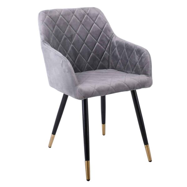 RENA Πολυθρόνα Μέταλλο Βαφή Μαύρο, Ύφασμα Velure, Απόχρωση Γκρι 53x59x85cm - Image 8