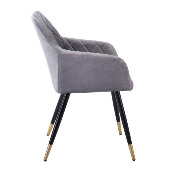 RENA Πολυθρόνα Μέταλλο Βαφή Μαύρο, Ύφασμα Velure, Απόχρωση Γκρι 53x59x85cm - Image 9