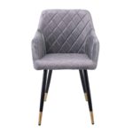 RENA Πολυθρόνα Μέταλλο Βαφή Μαύρο, Ύφασμα Velure, Απόχρωση Γκρι 53x59x85cm - Image 11