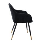 RENA Πολυθρόνα Μέταλλο Βαφή Μαύρο, Ύφασμα Velure, Απόχρωση Μαύρο 53x59x85cm - Image 9