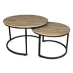 BOZZI Set-2 Τραπεζάκια Σαλονιού-Καθιστικού, Μέταλλο Βαφή Μαύρο, Απόχρωση Φυσικό Φ.59 H.39cm + Φ.74 H.47cm - Image 4