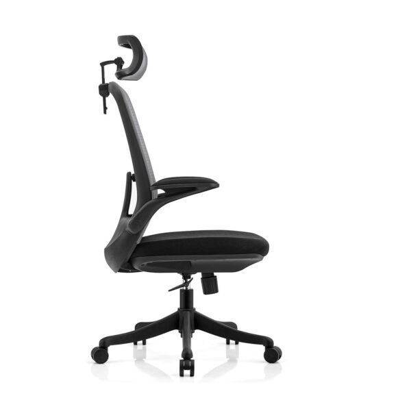 BF3950 Πολυθρόνα Γραφείου Διευθυντή, Mesh Γκρι, Ύφασμα Μαύρο 72x63x113/123cm - Image 8