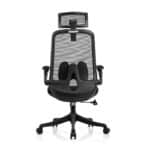 BF3950 Πολυθρόνα Γραφείου Διευθυντή, Mesh Γκρι, Ύφασμα Μαύρο 72x63x113/123cm - Image 9