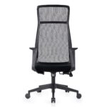 BF2990  Πολυθρόνα Γραφείου Διευθυντή, Mesh Γκρι, Ύφασμα Μαύρο 73x67x118/128cm - Image 9