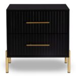 FINO Κομοδίνο με 2 Συρτάρια, Μαύρο 58x43x58cm - Image 7
