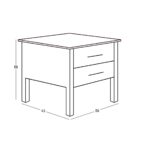 FINO Κομοδίνο με 2 Συρτάρια, Μαύρο 58x43x58cm - Image 8