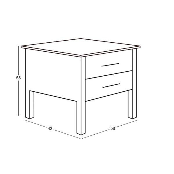 FINO Κομοδίνο με 2 Συρτάρια, Μαύρο 58x43x58cm - Image 8