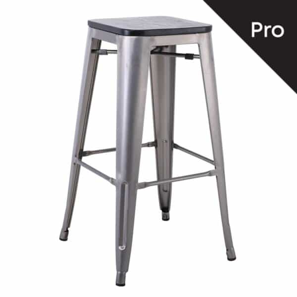 RELIX Wood Σκαμπό Bar-Pro, Απόχρωση Metal με Διακοσμητική Σκουριά, Απόχρωση Ξύλου Μαύρο 43x43 H.76cm - Image 4