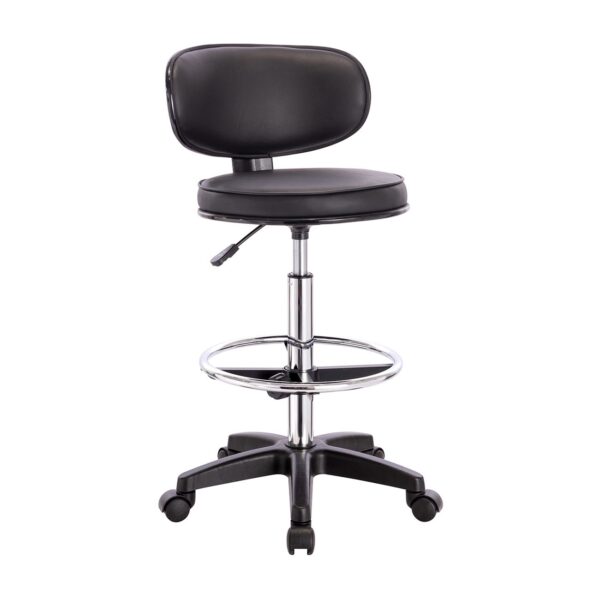 BF406 Σκαμπό Reception-Ταμείου PU Μαύρο, Τροχήλατο, Ρύθμιση Ύψους, Περιστρεφόμενο 50x50x90/110cm - Image 7