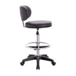 BF406 Σκαμπό Reception-Ταμείου PU Μαύρο, Τροχήλατο, Ρύθμιση Ύψους, Περιστρεφόμενο 50x50x90/110cm - Image 8