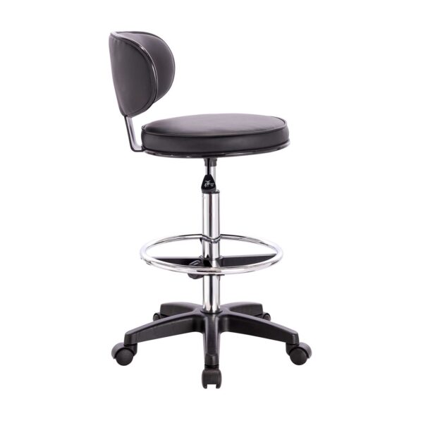 BF406 Σκαμπό Reception-Ταμείου PU Μαύρο, Τροχήλατο, Ρύθμιση Ύψους, Περιστρεφόμενο 50x50x90/110cm - Image 8