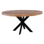 LIZARD Τραπέζι Τραπεζαρίας, Μέταλλο Βαφή Μαύρο, Ξύλο Mango Απόχρωση Φυσικό Φ150cm H.78cm - Image 4