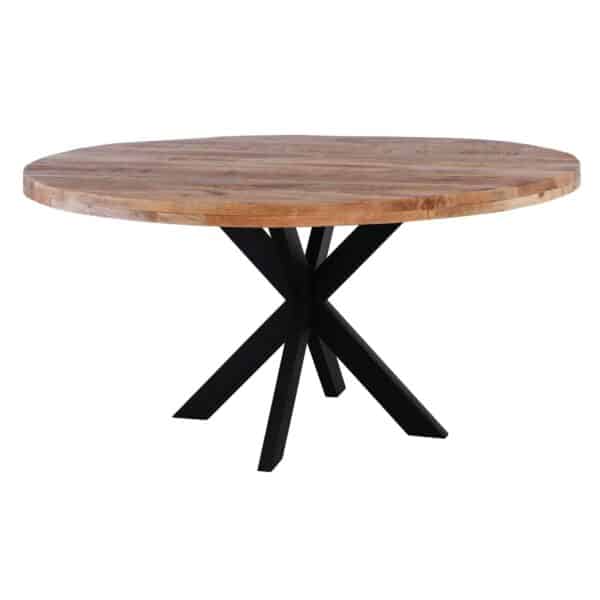 LIZARD Τραπέζι Τραπεζαρίας, Μέταλλο Βαφή Μαύρο, Ξύλο Mango Απόχρωση Φυσικό Φ150cm H.78cm - Image 4