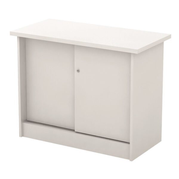 ΝΤΟΥΛΑΠΙ Γραφείου Πλαϊνό, 2 Φύλλα Συρόμενα - 2 Ράφια, Απόχρωση Άσπρο 90x45x70cm - Image 4