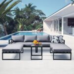 ORBEA Set Καθιστικό Κήπου ALU Ανθρακί, Καναπές 4Θ+2 Πάγκοι+ Τραπέζι, Μαξιλάρι Γκρι Σκούρο 250x68x60/120x65x30/68x42x52cm - Image 8