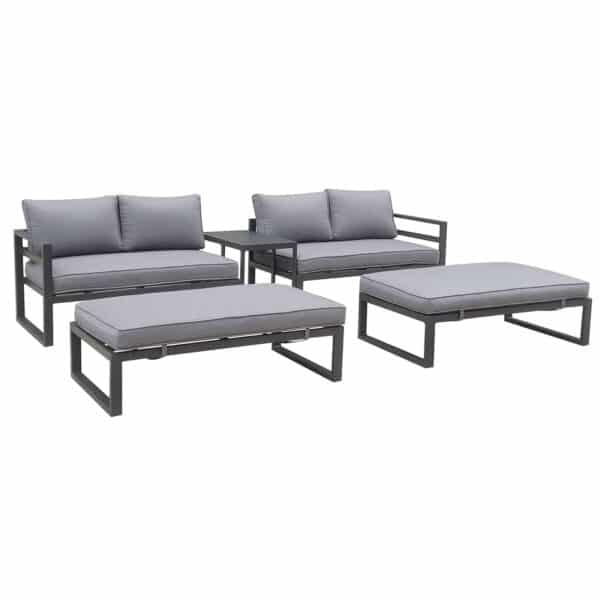 ORBEA Set Καθιστικό Κήπου ALU Ανθρακί, Καναπές 4Θ+2 Πάγκοι+ Τραπέζι, Μαξιλάρι Γκρι Σκούρο 250x68x60/120x65x30/68x42x52cm - Image 10