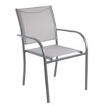LANGLEY Πολυθρόνα Κήπου - Βεράντας, Μέταλλο Βαφή Ανθρακί Textilene Γκρι, Στοιβαζόμενη 55x68x87cm - Image 5