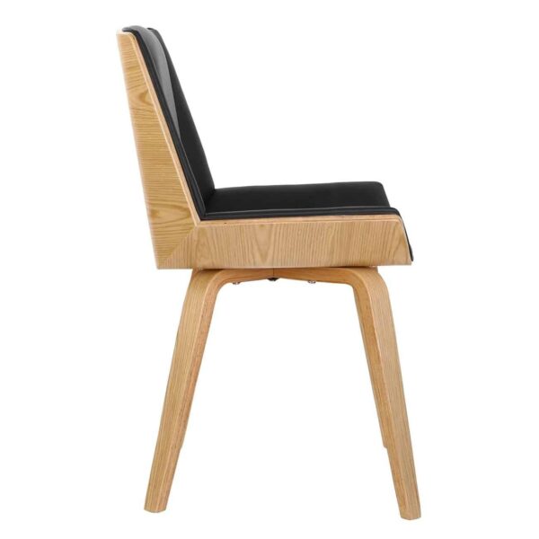 NUMAN Καρέκλα Τραπεζαρίας Φυσικό, PU Μαύρο 52x53x80cm - Image 7