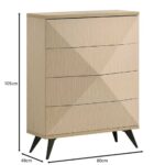 CRONOS Συρταριέρα με 4 Συρτάρια, Απόχρωση Φυσικό 80x49x105cm - Image 5