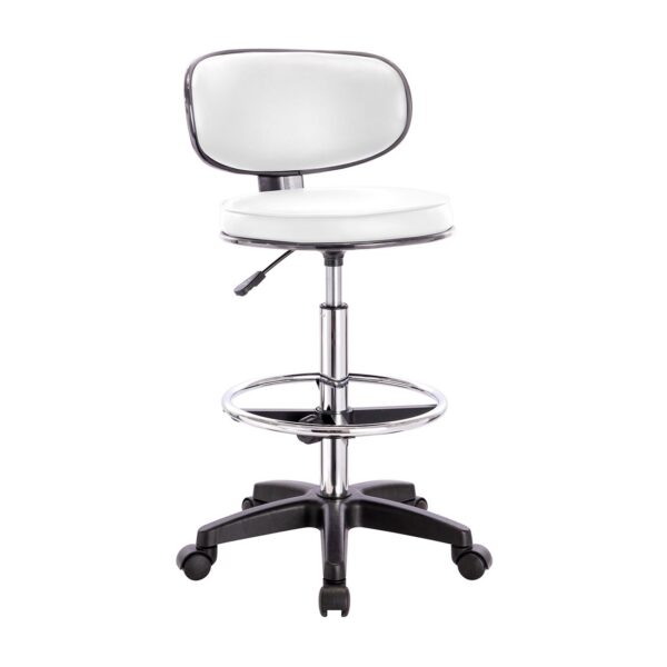 BF406 Σκαμπό Reception-Ταμείου PU Άσπρο, Τροχήλατο, Ρύθμιση Ύψους, Περιστρεφόμενο 50x50x90/110cm - Image 4