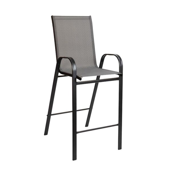 RIO Σκαμπό Bar, Μέταλλο Βαφή Ανθρακί, Textilene Γκρι, Στοιβαζόμενο 55x74x124cm - Image 5