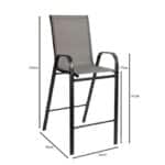 RIO Σκαμπό Bar, Μέταλλο Βαφή Ανθρακί, Textilene Γκρι, Στοιβαζόμενο 55x74x124cm - Image 6