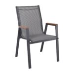 VIRNA Πολυθρόνα Κήπου Βεράντας, Μέταλλο Βαφή Ανθρακί Textilene Γκρι,Polywood Φυσικό 56x63x90cm - Image 8