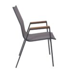 VIRNA Πολυθρόνα Κήπου Βεράντας, Μέταλλο Βαφή Ανθρακί Textilene Γκρι,Polywood Φυσικό 56x63x90cm - Image 9