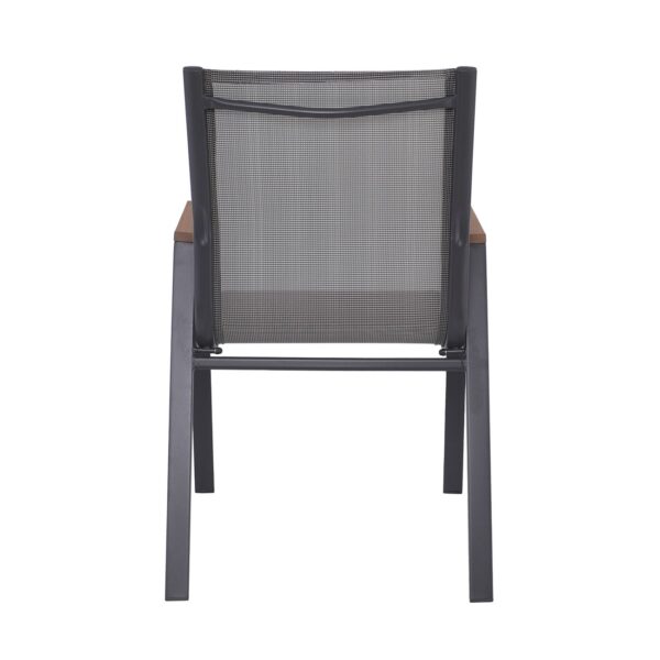 VIRNA Πολυθρόνα Κήπου Βεράντας, Μέταλλο Βαφή Ανθρακί Textilene Γκρι,Polywood Φυσικό 56x63x90cm - Image 10