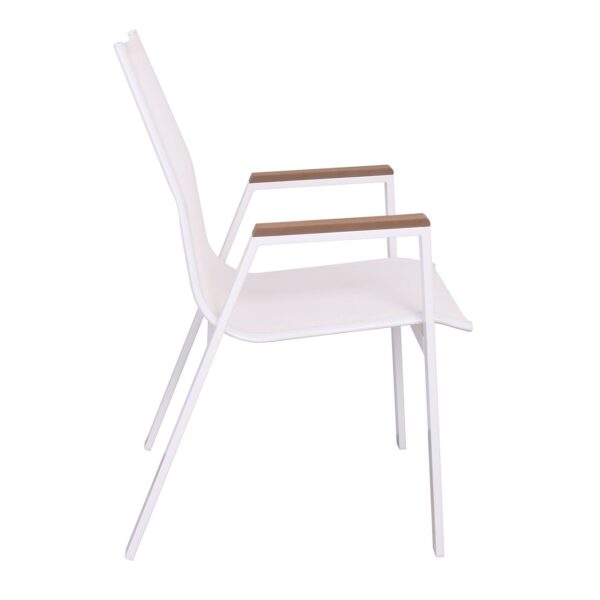 VIRNA Πολυθρόνα Κήπου Βεράντας, Μέταλλο Βαφή Άσπρο, Textilene Άσπρο,PolywoodΦυσικό 56x63x90cm - Image 9