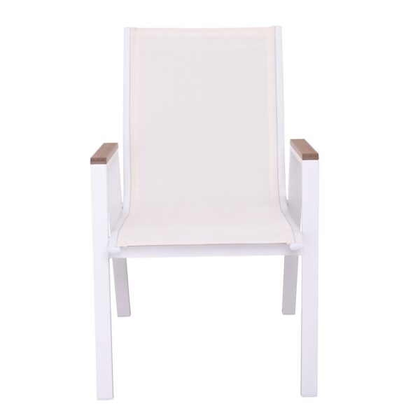 VIRNA Πολυθρόνα Κήπου Βεράντας, Μέταλλο Βαφή Άσπρο, Textilene Άσπρο,PolywoodΦυσικό 56x63x90cm - Image 11