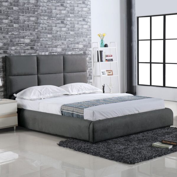 MAXIM Κρεβάτι Διπλό, για Στρώμα 180x200cm, Ύφασμα Σκούρο Γκρι 198x218x121cm - Image 4