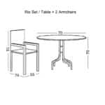 RIO Set Κήπου - Βεράντας: Τραπέζι + 2 Πολυθρόνες Μέταλλο Βαφή Ανθρακί, Textilene Γκρι Table:Φ70x70 Armchair:55x74x91 - Image 6