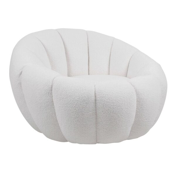 BEVERLY Πολυθρόνα - Σαλονιού - Καθιστικού, Teddy Ύφασμα Άσπρο 89x92x61cm - Image 5