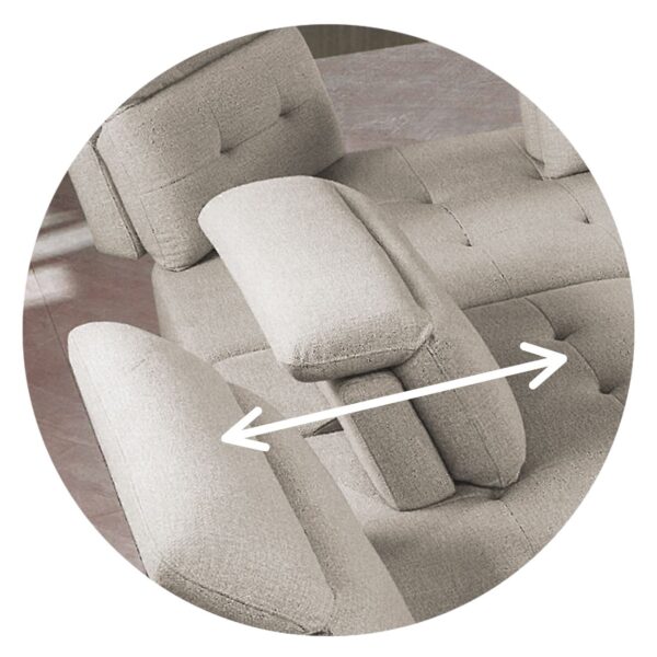 SELBY Καναπές Σαλονιού Αριστερή Γωνία, Ανακλινόμενα Κεφαλάρια, Ύφασμα Μπεζ 303x224x108cm H.88/106cm - Image 9