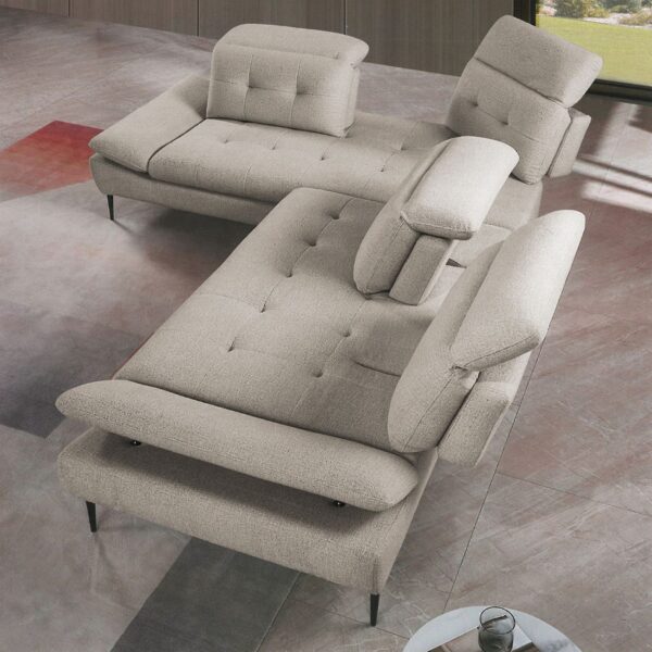 SELBY Καναπές Σαλονιού Δεξιά Γωνία, Ανακλινόμενα Κεφαλάρια, Ύφασμα Μπεζ 303x224x108cm H.88/106cm - Image 8