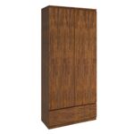 BORNEO Ντουλάπα Δίφυλλη με 1 εξωτερικό Συρτάρι, Απόχρωση Καρυδί 80x40x180cm - Image 4