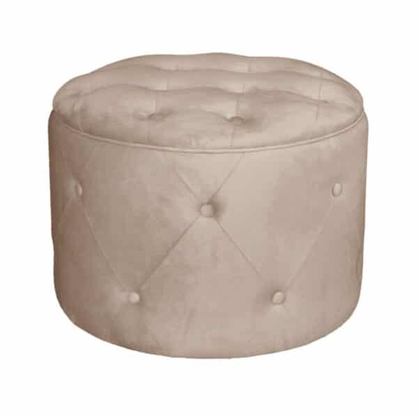 TRAVIS Σκαμπό Αποθηκευτικό, Ύφασμα Velure Απόχρωση Cappuccino Φ60cm H.45cm - Image 4