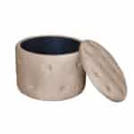 TRAVIS Σκαμπό Αποθηκευτικό, Ύφασμα Velure Απόχρωση Cappuccino Φ60cm H.45cm - Image 5