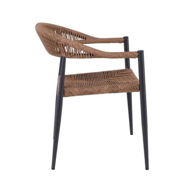 MADY Πολυθρόνα Βεράντας-Κήπου ALU Ανθρακί, Rope Wicker Φυσικό, Στοιβαζόμενη 56x59x78cm - Image 11