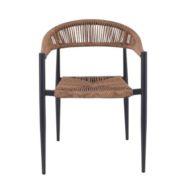 MADY Πολυθρόνα Βεράντας-Κήπου ALU Ανθρακί, Rope Wicker Φυσικό, Στοιβαζόμενη 56x59x78cm - Image 12